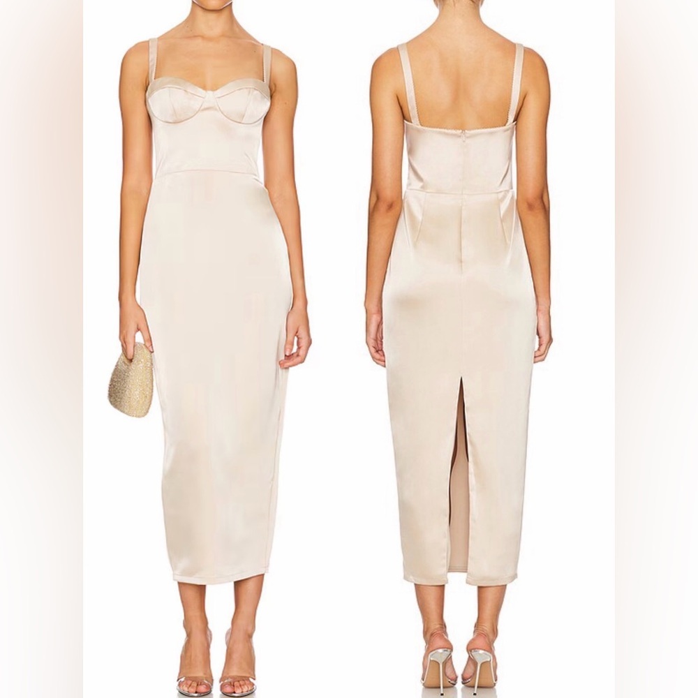 New Katie May Teagan Bustier Midi Dress In Cafe Sz S